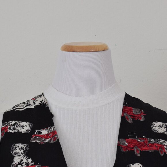 Vintage Dalmation Red Fire Engine Lined Cotton/Acetate Vest by Capelli - Picture 8 of 11